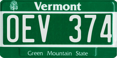 VT license plate OEV374
