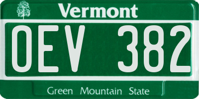 VT license plate OEV382