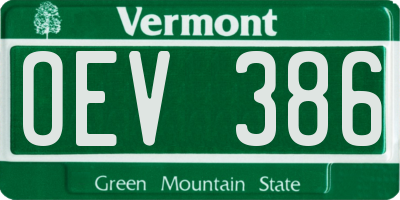 VT license plate OEV386