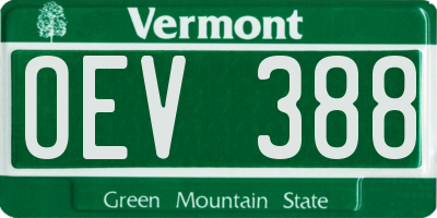 VT license plate OEV388