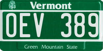 VT license plate OEV389