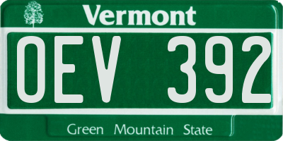 VT license plate OEV392