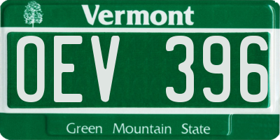 VT license plate OEV396