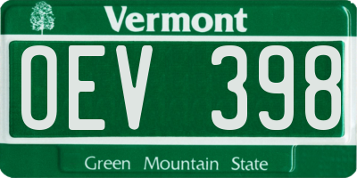 VT license plate OEV398