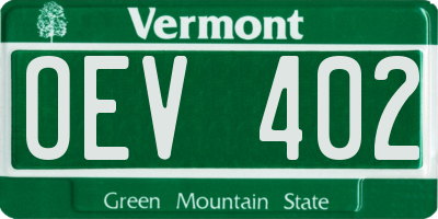 VT license plate OEV402