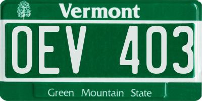 VT license plate OEV403