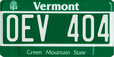 VT license plate OEV404