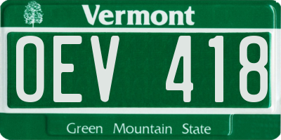 VT license plate OEV418