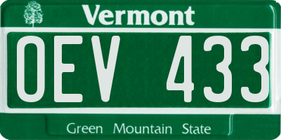 VT license plate OEV433