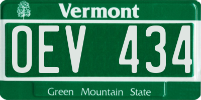 VT license plate OEV434