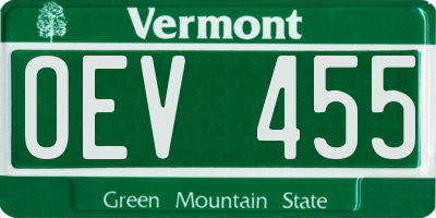 VT license plate OEV455