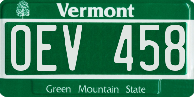 VT license plate OEV458