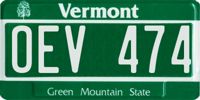 VT license plate OEV474