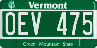 VT license plate OEV475