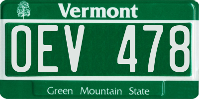 VT license plate OEV478