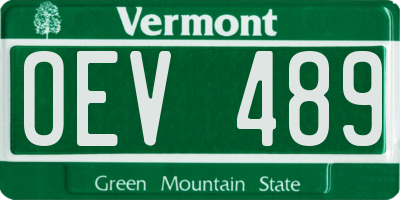 VT license plate OEV489