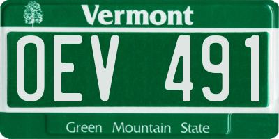 VT license plate OEV491
