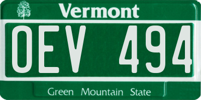 VT license plate OEV494