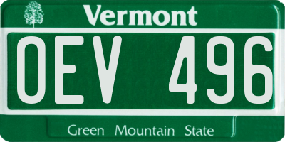 VT license plate OEV496