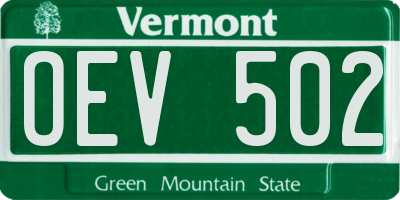 VT license plate OEV502