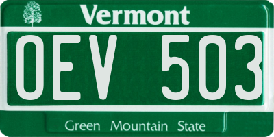 VT license plate OEV503