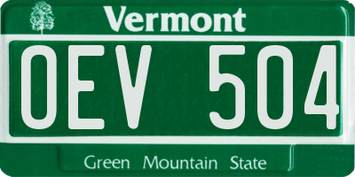 VT license plate OEV504