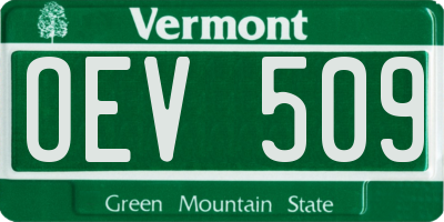 VT license plate OEV509