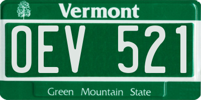 VT license plate OEV521