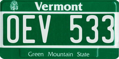 VT license plate OEV533