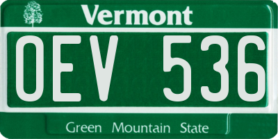 VT license plate OEV536
