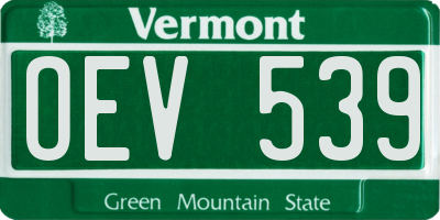 VT license plate OEV539