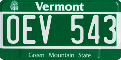 VT license plate OEV543