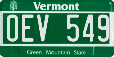 VT license plate OEV549