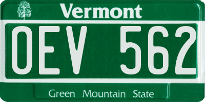 VT license plate OEV562