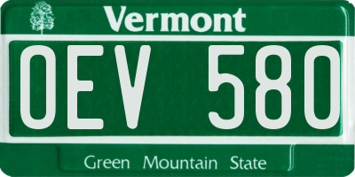 VT license plate OEV580