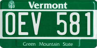 VT license plate OEV581