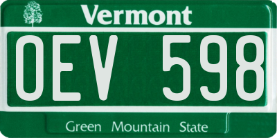VT license plate OEV598