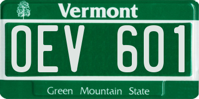 VT license plate OEV601