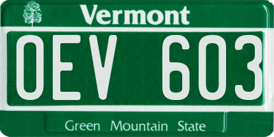 VT license plate OEV603
