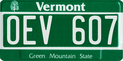 VT license plate OEV607