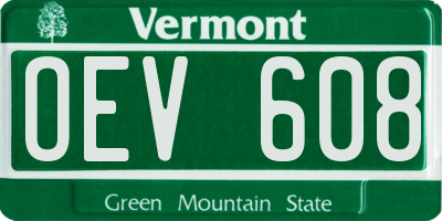 VT license plate OEV608