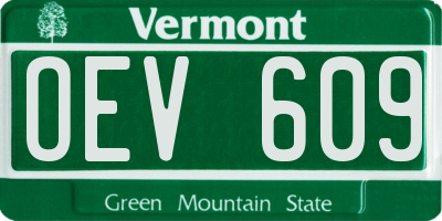 VT license plate OEV609