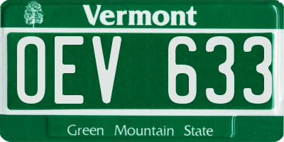 VT license plate OEV633
