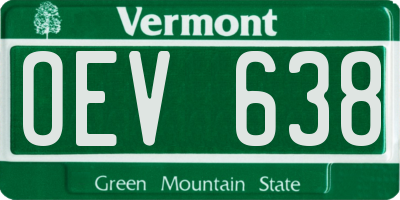 VT license plate OEV638