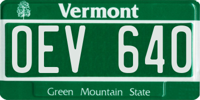 VT license plate OEV640