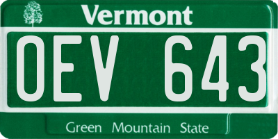VT license plate OEV643