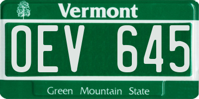 VT license plate OEV645