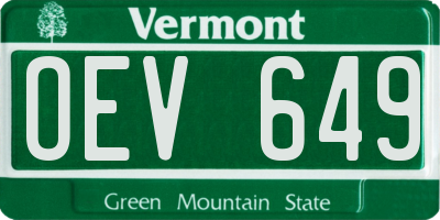 VT license plate OEV649