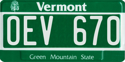 VT license plate OEV670