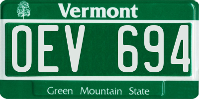 VT license plate OEV694